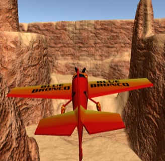 3D Air Racer - An airplane flying through rings in a 3D Air Racer game.