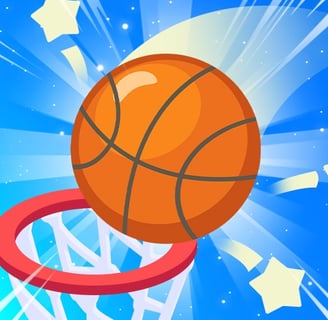 Bounce Dunk - A basketball bouncing on platforms and dunking in Bounce Dunk.