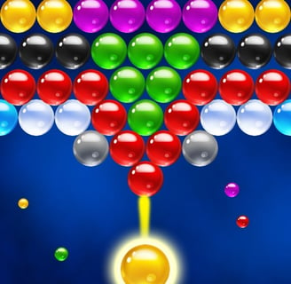 Bubble Shooter - Colorful bubbles being shot and popped in Bubble Shooter.