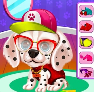 Daycare Salon - A puppy being bathed and groomed in the Daycare Salon game.