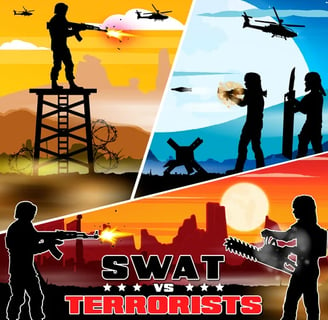 SWAT Force - Soldiers using weapons to stop terrorist attacks in SWAT Force.