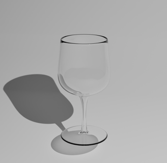 Photorealistic 3D render of a glass with accurate light reflections.