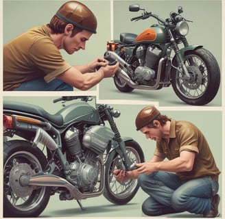 desenho de um homem mexendo na moto