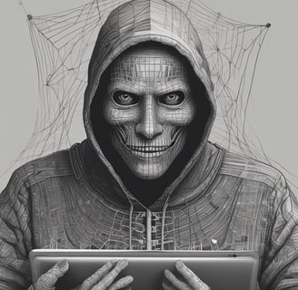  uma pessoa com capuz com um laptop
