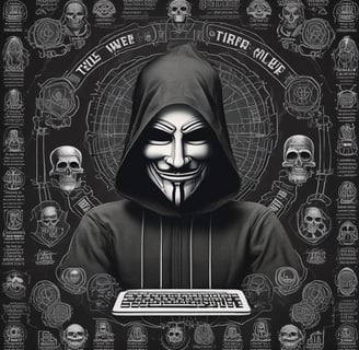 Deep web desenho de uma pessoa de capuz e mascara