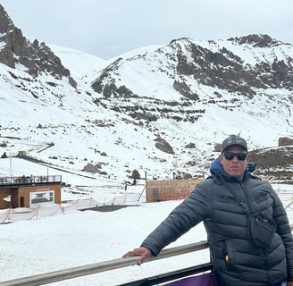 curioso maneiras em uma foto nas montanhas em farellones