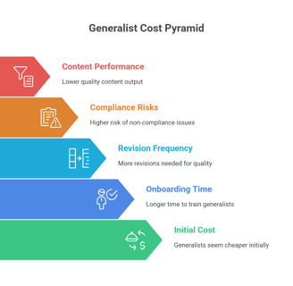 generalist writers may appear cheaper upfront but lead to ongoing costs for your business