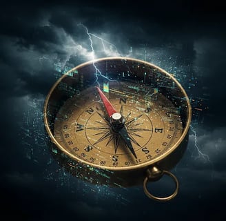 Image of a compass showing the importance of AI in current SEO strategies
