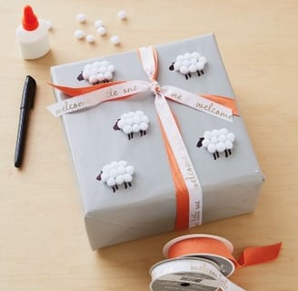 DIY wrapping paper with sheep