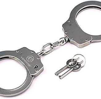 handcuffs with two keys silver in color