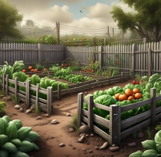 a beautiful garden surrounded by a picket fence