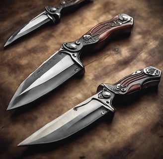 best knife for begginers three blades on a table