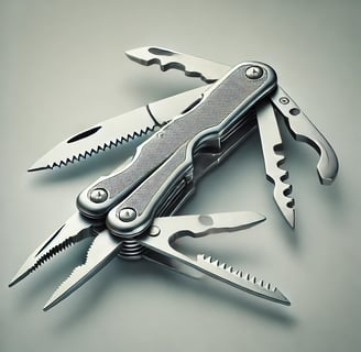 a multi tool knife with various tools on it