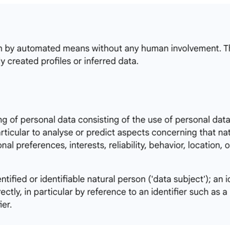 Table: Key Definitions (ADM, Profiling, Personal Data)