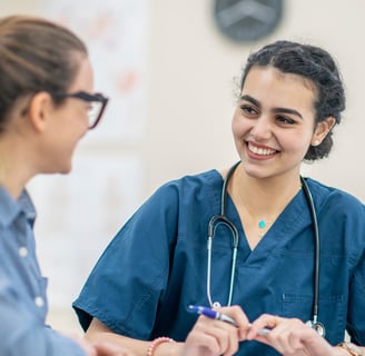 NHS fertility nurse speaking with patient at initial appointment