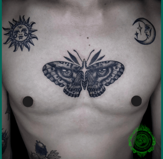butterfly chest tattoo