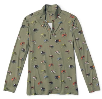 orvis Sun Defense Quarter-Zip Our UPF 50+ Sun Defense knit raises the performance quotient in this quarter-zip pullover.  0 o