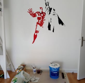 peinture sur mur super héros