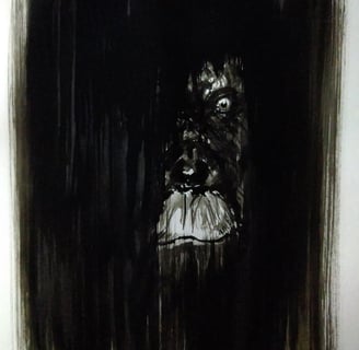 dessin noir et blanc visage de singe 