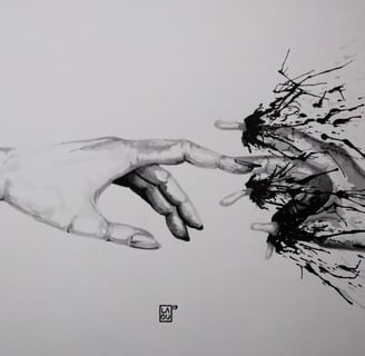 a drawing of the creation of Adam