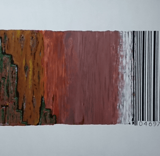 peinture arbre et code barre 