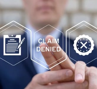Denied insurance claim document ready for review or dispute process