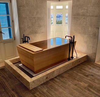 neutral wood bathtub