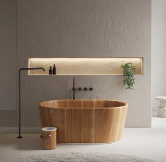 circle neutral wood bathtub