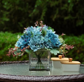 faux blue daisy flower