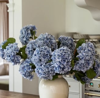 faux blue hydrangeas