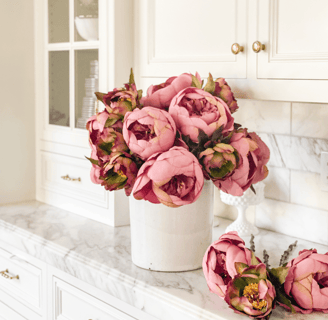 faux mauve peony flowers