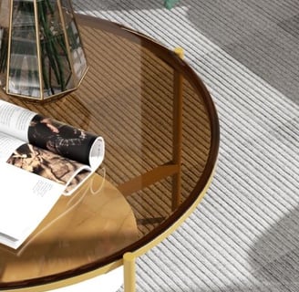 brown tinted and gold coffee table