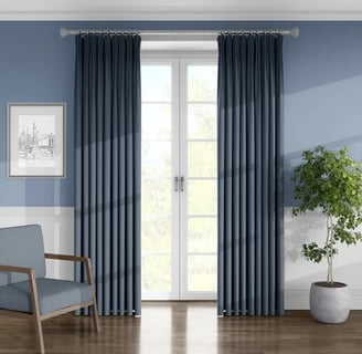dusty blue living room curtains