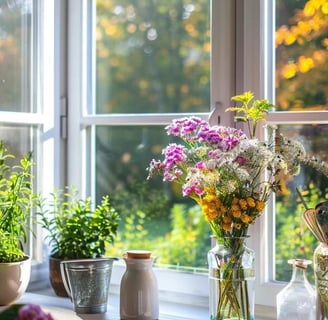 kitchen windowsill flowers