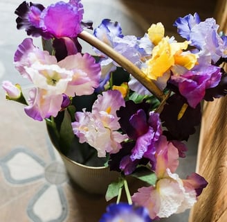 multi color faux flowers