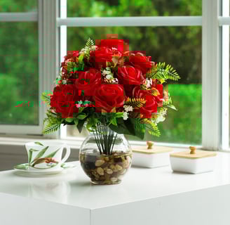 faux red roses