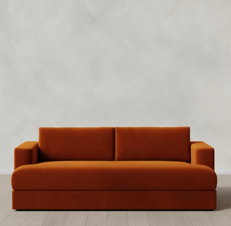 burn orange velvet couch