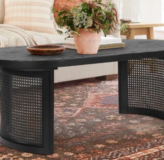 black rattan coffee table