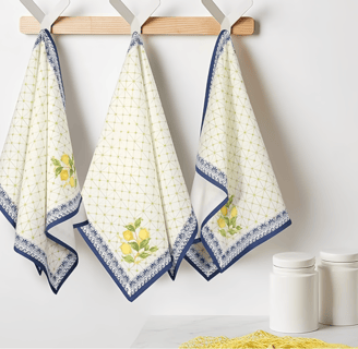 blue lemon printed kitchen towels