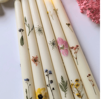 flower printed candles