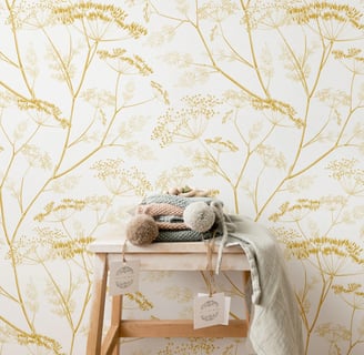yellow and white floral wallpaper
