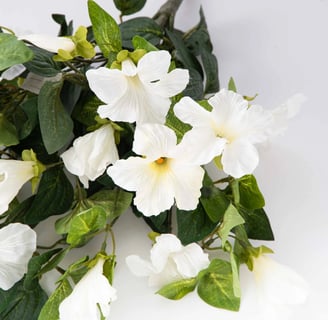 white faux petunia bushes