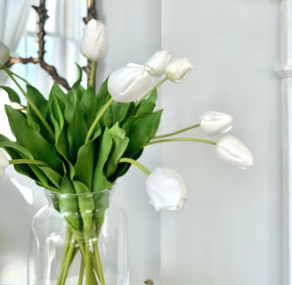 white faux tulips