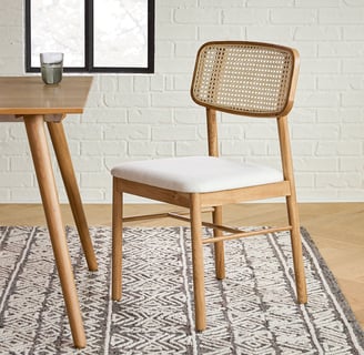 white mid century modern neutral chair