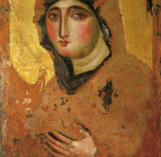 Peinture du portrait de la Vierge Marie