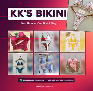 a Flyer for woman's bikini top with a variety of bikinis