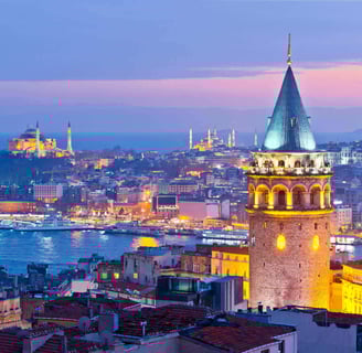 beautiful view of istanbul galata and aya sofia