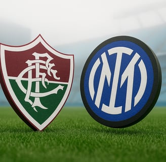 escudos de fluminense e inter de milão sobre gramado do bank of america stadium