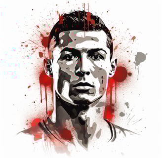 a man with a red and black paint splatter