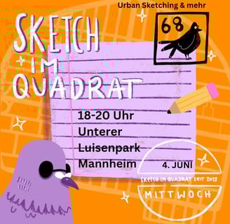 Urban Sketching in Mannheim, zusammen zeichnen wir was wir sehen jede rist willoo men kreativ mit uns zu werden, zeichne mit!